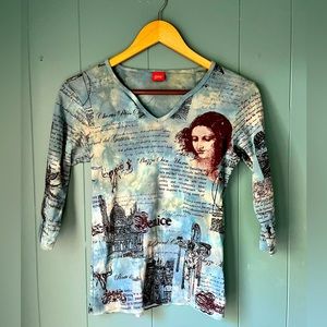 Vintage Y2K Venice printed quarter sleeve top